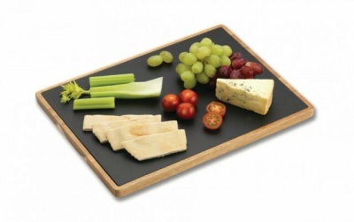 Grunwerg Acacia & Slate Circular Serving Board 30cm Diameter RRP 12 CLEARANCE XL 7.99